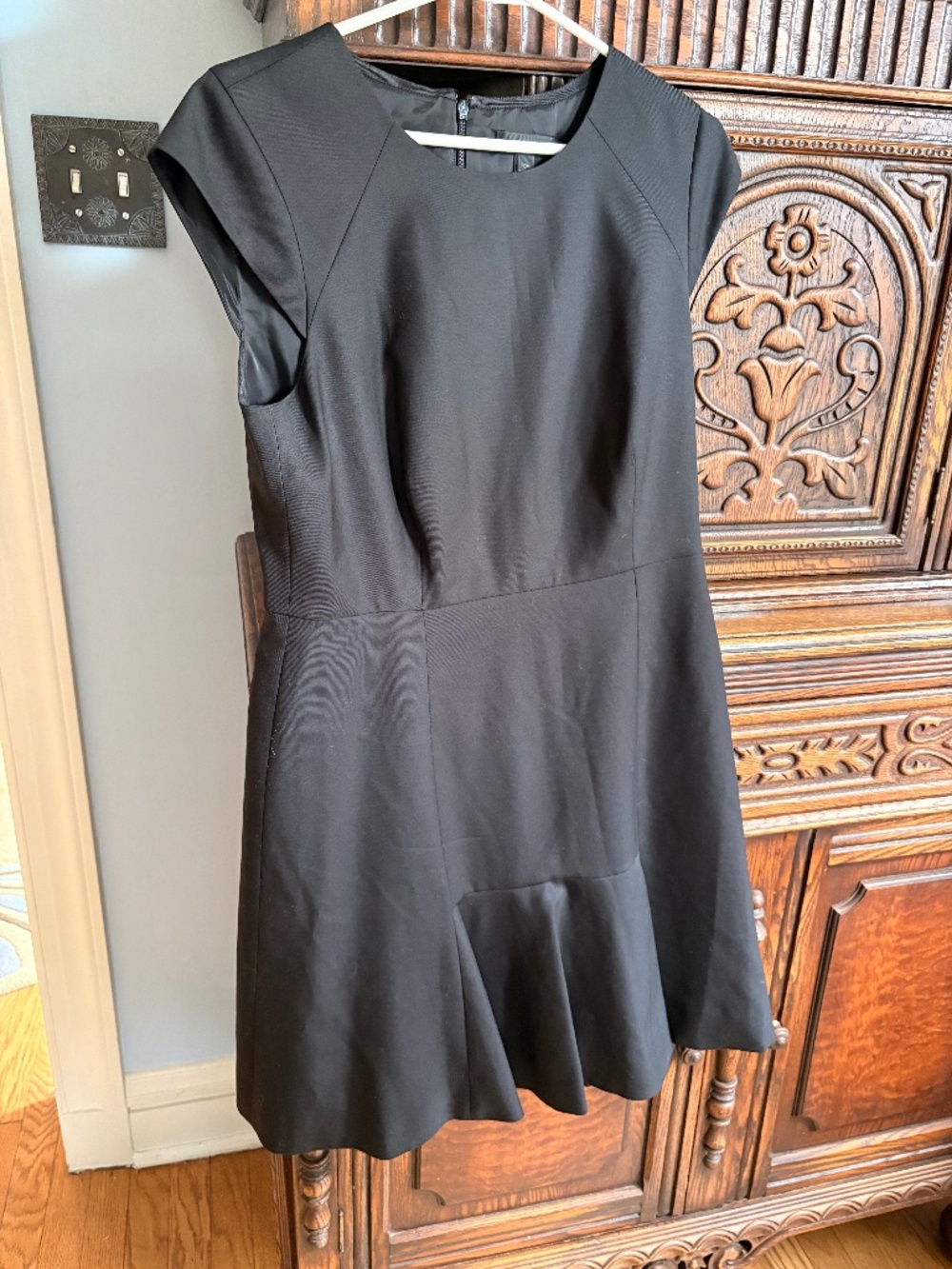 J. Crew Black Cap-Sleeve Fit-and-Flare Dress